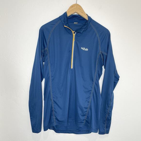 Rab Interval Long Sleeve Zip Tee Shirt Mens Medium Blue Performance - Picture 1 of 6